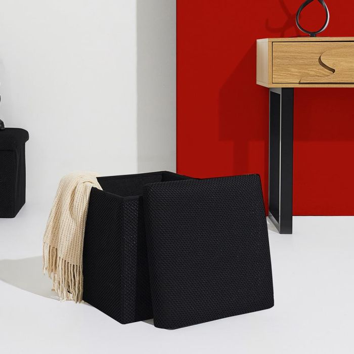 Caja-Puf Plegable Atom Negro Home Deco Factory 1 Caja-Puf Plegable Atom Negro Home Deco Factory 1