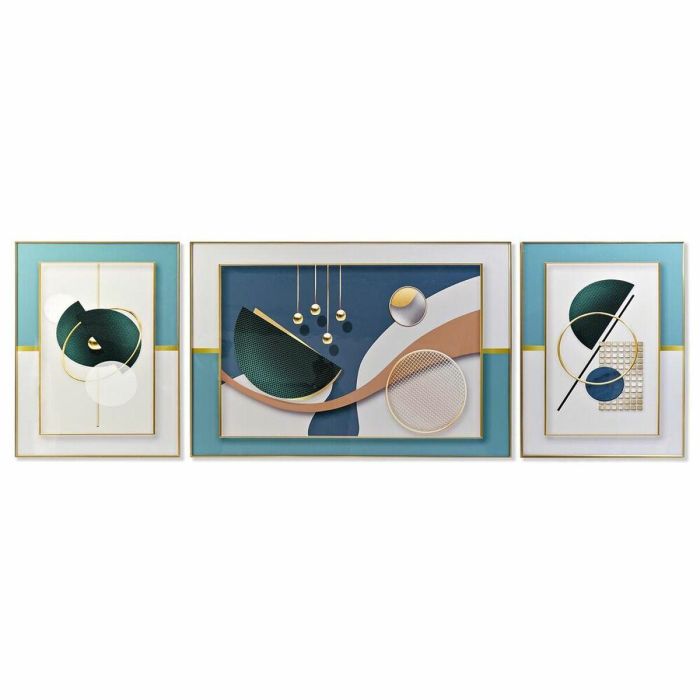 Cuadro Glam DKD Home Decor Turquesa Dorado 3 x 80 x 240 cm Set de 3 Cuadro Glam DKD Home Decor Turquesa Dorado 3 x 80 x 240 cm Set de 3