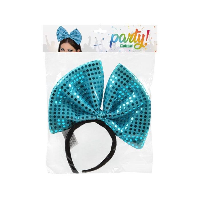 Diadema de lazo azul con lentejuelas para disfraces y fiestas temáticas 1 Diadema de lazo azul con lentejuelas para disfraces y fiestas temáticas 1