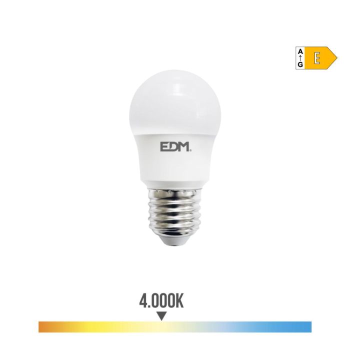 Bombilla esferica led e27 8,5w 950lm 4000k luz dia ø4,5x8,6cm edm