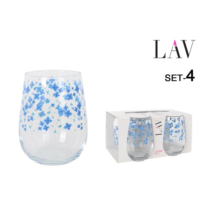 Set 4 Vasos Gaia Flores 475 cc - LAV (6 Cajas) Set 4 Vasos Gaia Flores 475 cc - LAV (6 Cajas)