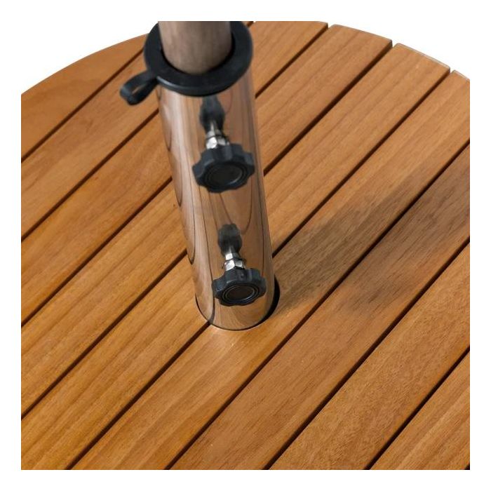 DKD Home Decor Base para Parasol de Terraza y Jardín, de Eucalipto y Cemento, Color Marrón, 50 x 38 x 50 cm (Ajustable para parasoles de 38/48 cm)