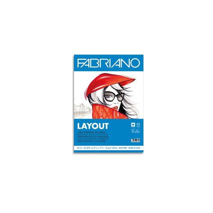 Bloc De Dibujo Fabriano Layout-Marker Encolado A4 75G 70H