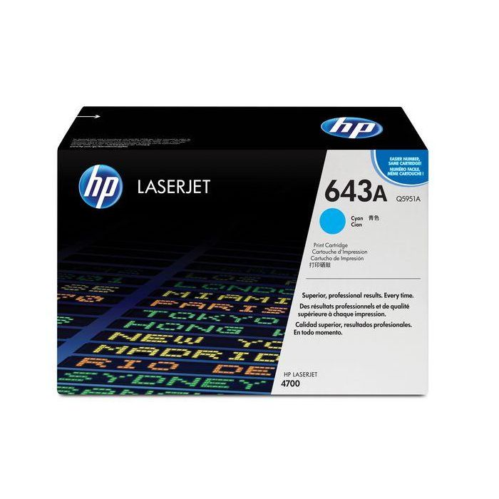HP 643A Tóner Cartucho Original Cian para Impresoras HP LaserJet con Tecnología ColorSphere HP 643A Tóner Cartucho Original Cian para Impresoras HP LaserJet con Tecnología ColorSphere