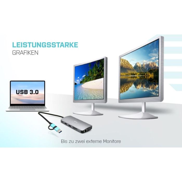 Hub USB i-Tec CANANOTDOCKPD Plateado 6 Hub USB i-Tec CANANOTDOCKPD Plateado 6
