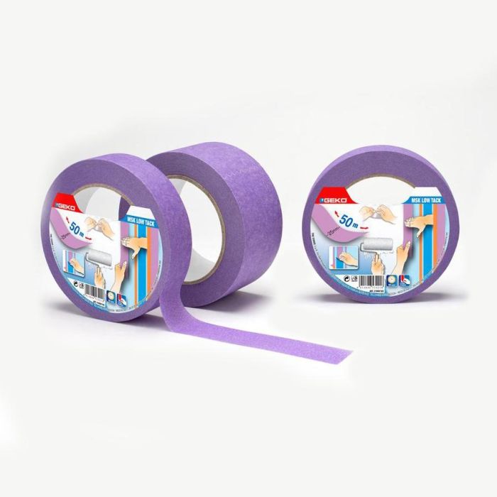 Geko Cinta masking lila 50m x 50mm baja adhesividad para superficies delicadas