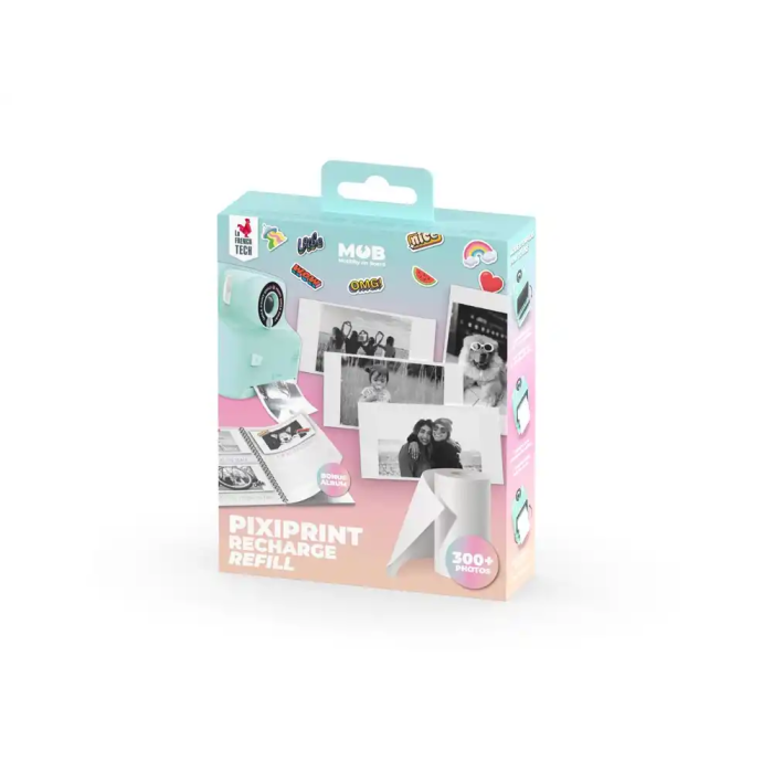 Wondee Kit Creativo Pixiprint Memoria: 3 Rollos Estándar, 1 Rollo Autoadhesivo y Álbum Personalizable para Imprimir hasta 300 Fotos 3