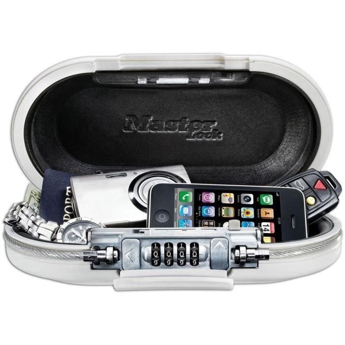 MASTER LOCK Mini baúl de viaje portátil con cable de seguridad - Blanco MASTER LOCK Mini baúl de viaje portátil con cable de seguridad - Blanco