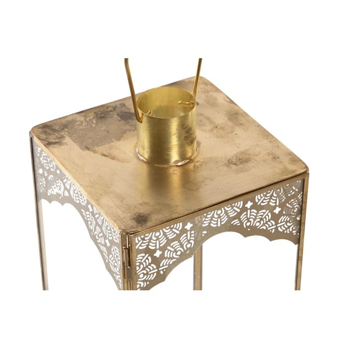 DKD Home Decor Farola Metal y Cristal Dorado 11 x 11 x 23 cm (2 Unidades) 1