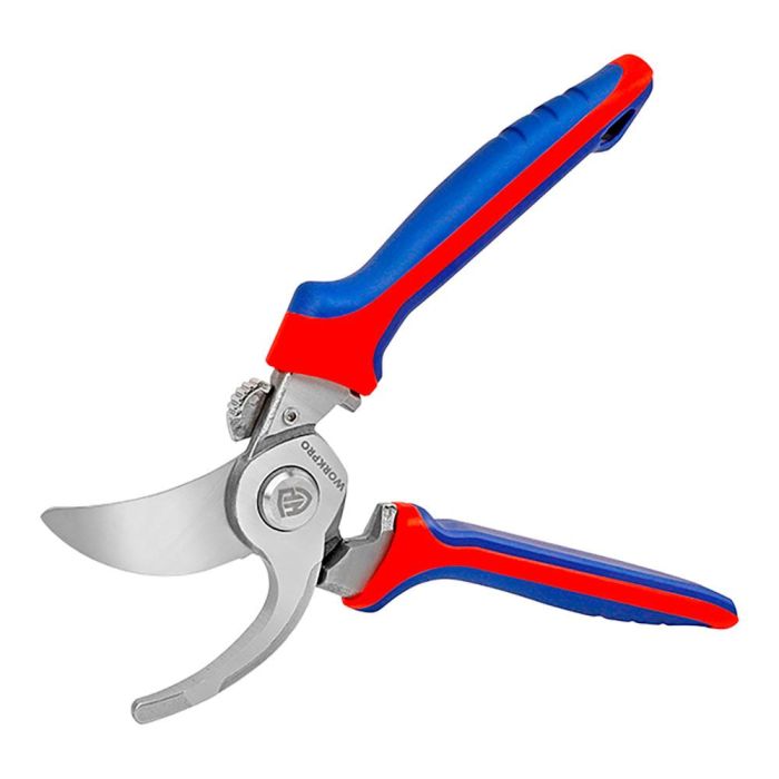 Workpro Tijeras de Poda Bypass, Corte Máx. Ø25 mm, Hojas Forjadas Cromo-Vanadio, Empuñaduras Cómodas 220 mm