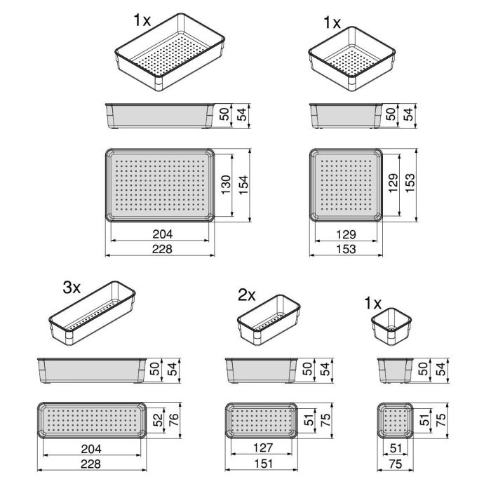 Emuca Kit de 8 Cubos organizadores Cube para cajón, Plástico, Transparente 9