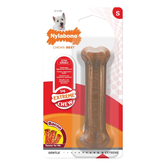 Nylabone Dura Chew Hueso Masticable Perros Masticadores Potentes - Sabor Bacon, Talla S, Nylon Resistente para Dientes Limpios 1 Nylabone Dura Chew Hueso Masticable Perros Masticadores Potentes - Sabor Bacon, Talla S, Nylon Resistente para Dientes Limpios 1