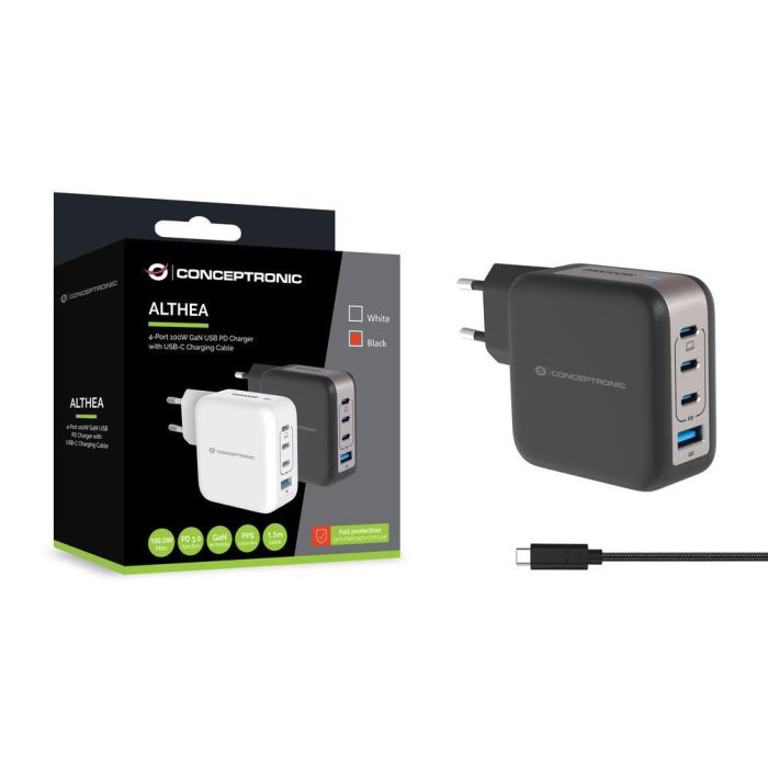 Cargador Pared Conceptronic Althea18B 100 W 3X 2 Cargador Pared Conceptronic Althea18B 100 W 3X 2