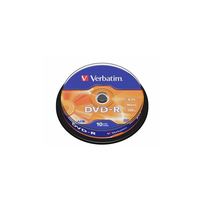 Verbatim DVD-R 4.7 GB 16X 10 Unidades Spindle Superficie Matt Silver Verbatim DVD-R 4.7 GB 16X 10 Unidades Spindle Superficie Matt Silver