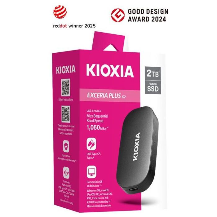 Kioxia SSD Portátil EXCERIA Plus G2 2 TB USB 3.2 Gen 2 / USB 3.2 Gen 1 / USB 2.0 SSD Externo 1
