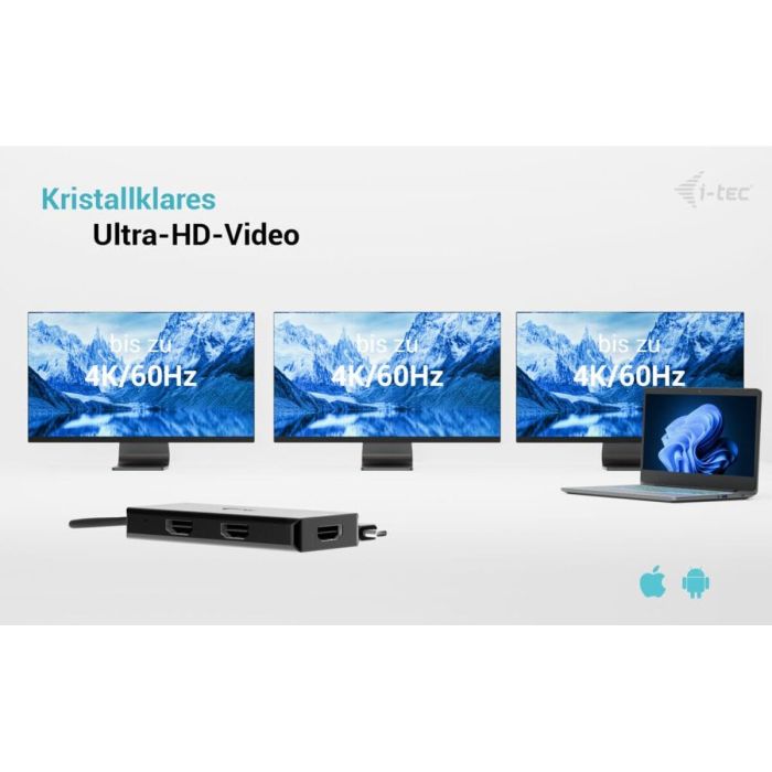 Hub USB i-Tec C31TRIPLE4KHDMIPD Negro 3