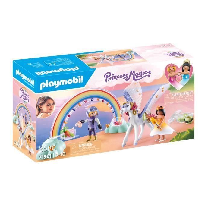 PLAYMOBIL 71361 Caballo alado para decorar - Princesa Mágica - Con una princesa, un caballero y un arcoiris para decorar - A partir de 4 años