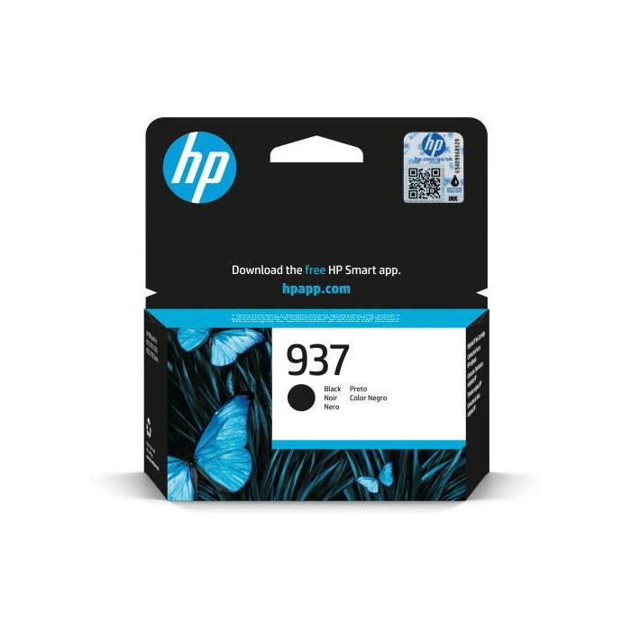 HP 4S6W5N Cartucho de Tinta Original Nº937 Negro para HP OfficeJet Pro 9120e, 9130e, 9720, 9730, 9110b, 9120b, 9130b - 1250 páginas