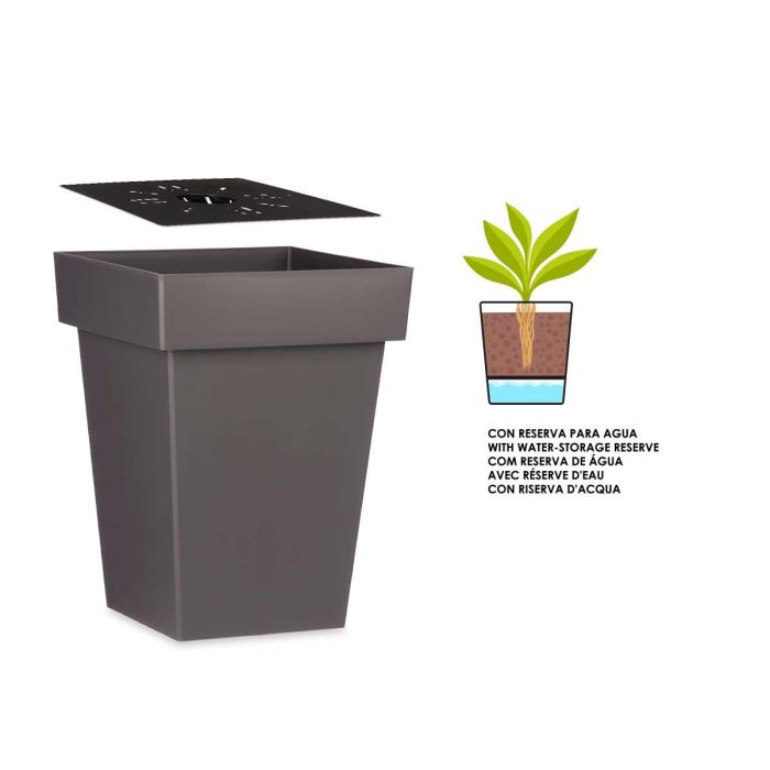 Maceta Cuadrada Gris Con Reserva Agua 40Cm Ibergarden (6 Unidades) 1 Maceta Cuadrada Gris Con Reserva Agua 40Cm Ibergarden (6 Unidades) 1