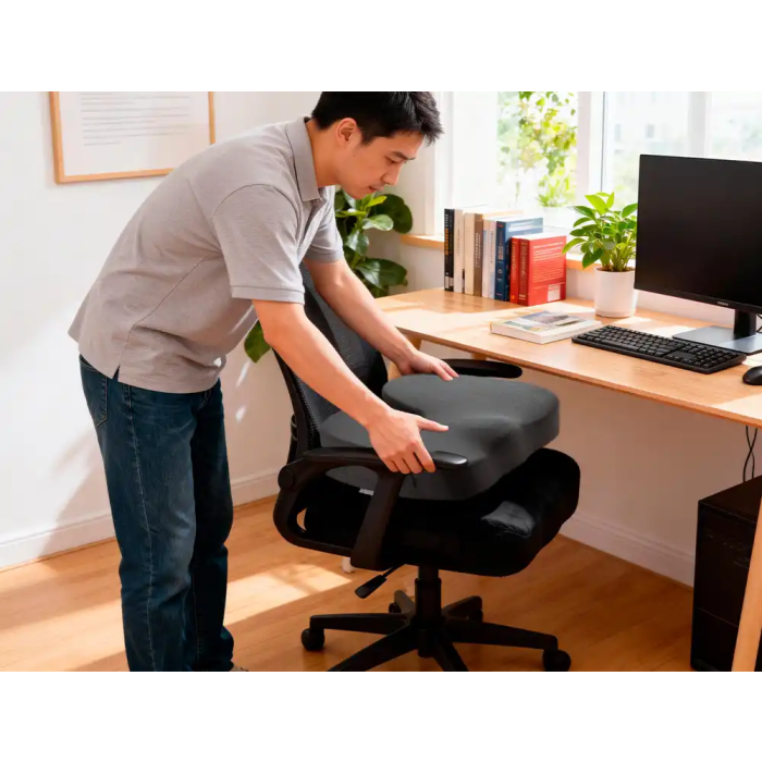 Q-connect Cojin de asiento de espuma viscoelastica, Negro, 460x370x75 mm 4