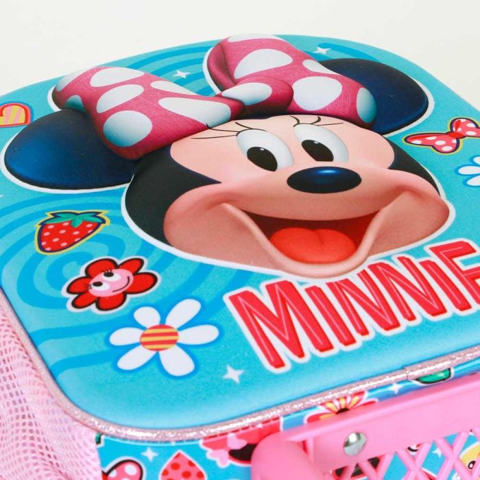 Mochila 3D con Ruedas Pequeña Happiness Disney Minnie Mouse Azul 4