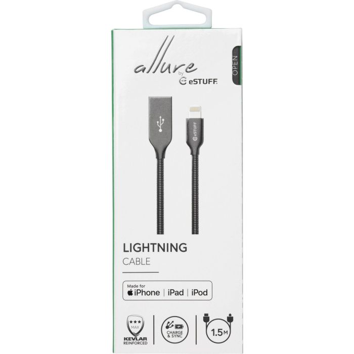 eSTUFF Lightning Cable MFI 1,5m Gunmetal 2 eSTUFF Lightning Cable MFI 1,5m Gunmetal 2