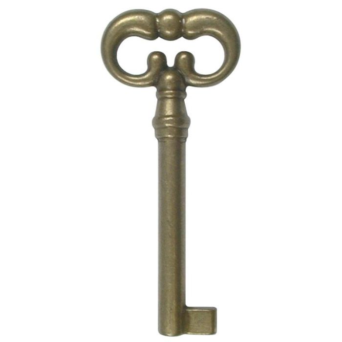 HERRAJES FAB.NACIONAL Llave Clásica Provenzal Oro Viejo L65 Corta Caña 35mm