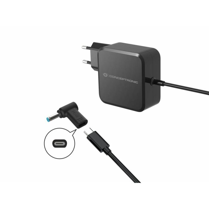 Conceptronic ABBY15PC01 Adaptador de Corriente para Portátil USB-C PD100W a HP 4.5x3.0mm 18-20V Negro 1