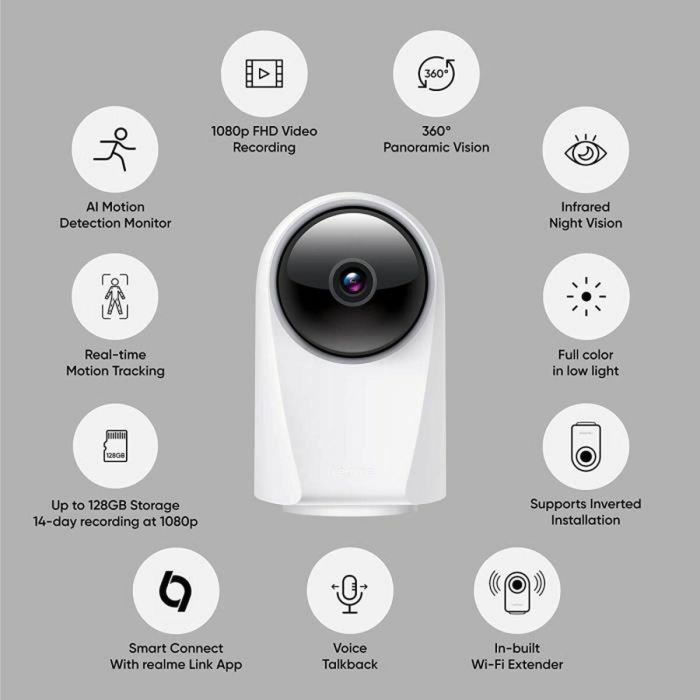 Cámara de vigilancia REAL ME SMART - Visión 360° - Infrarrojos - Detección de movimiento - Blanco 2 Cámara de vigilancia REAL ME SMART - Visión 360° - Infrarrojos - Detección de movimiento - Blanco 2