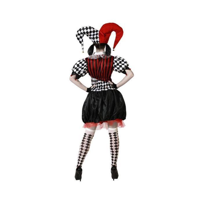 Disfraz de Arlequín Blanco y Negro para Mujer Adulto con Gorro – Ideal Halloween, Circo o Teatro Talla XS-S 2