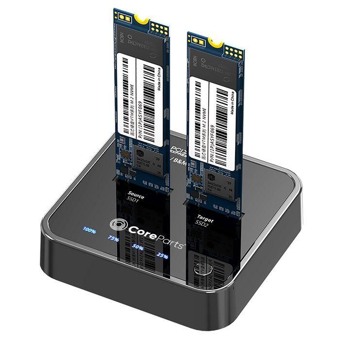CoreParts USB3.2 Type C (10Gpbs) M.2 NVMe SSD cloner, Docking Station for M.2 NVMe to M.2 NVMe with Clone Function- Box includes USB-C Cable, Power Supply and user manual CoreParts USB3.2 Type C (10Gpbs) M.2 NVMe SSD cloner, Docking Station for M.2 NVMe to M.2 NVMe with Clone Function- Box includes USB-C Cable, Power Supply and user manual