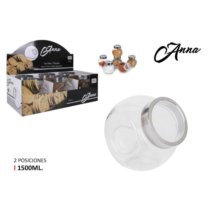 Tarro de vidrio Anna 1500 ml con 2 posiciones (12 Unidades) Tarro de vidrio Anna 1500 ml con 2 posiciones (12 Unidades)