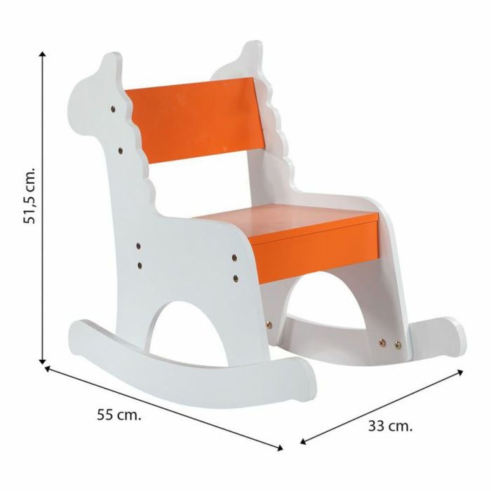 Silla mecedora Alexandra House Living Blanco Naranja Madera MDF 33 x 55 x 51,5 cm Infantil Jirafa 1