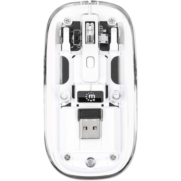 MANHATTAN Funkmaus USB-A 4Tasten RGB LED weiß transparent 5