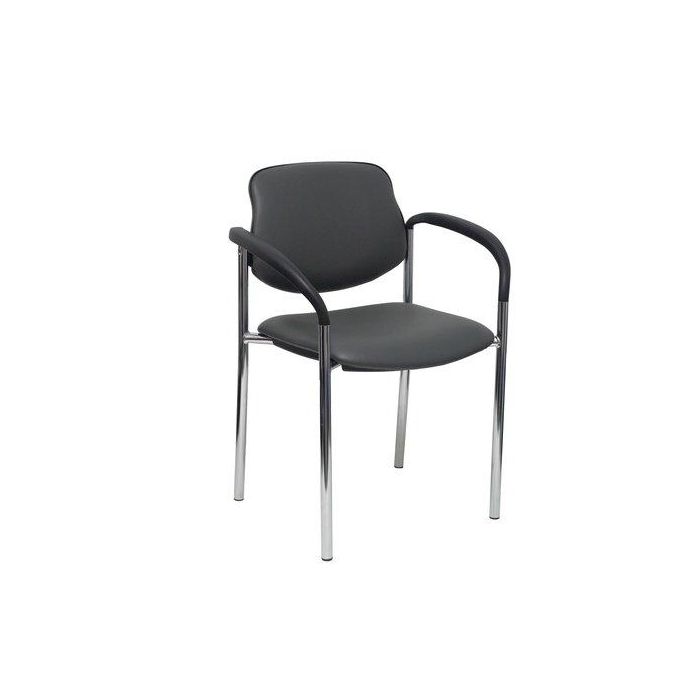 Silla Piqueras Y Crespo Villalgordo Confidente Brazos Fijos Chasis Cromo Asiento Y Respaldo Tapizados Similpiel Gris Oscuro