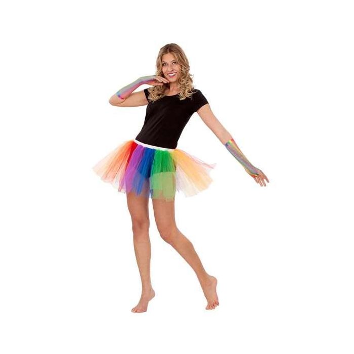 My Other Me Tutú de Pañuelos Rainbow Multicolor para Adulto - 100% Poliéster, Talla Única