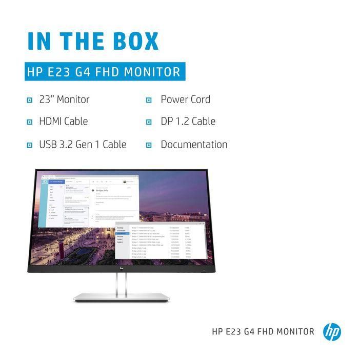 HP 23", FHD (1920 x 1080), 16:9, 250 nits, 1000:1, 5ms GtG (with overdrive) 10 HP 23", FHD (1920 x 1080), 16:9, 250 nits, 1000:1, 5ms GtG (with overdrive) 10
