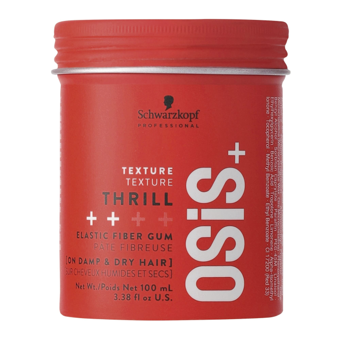 Schwarzkopf OSiS Thrill Goma Fibrosa Elástica de Fijación Media con Brillo y Control de Encrespamiento para Cabello 100ml