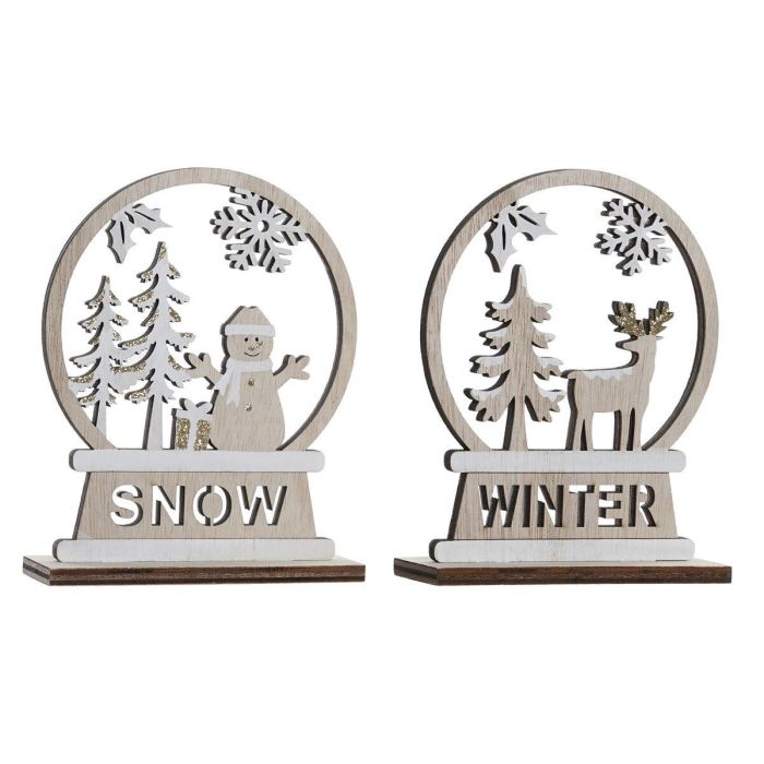 Figura Navidad Alpina DKD Home Decor Natural Blanco 4 x 15 x 12 cm (2 Unidades) Figura Navidad Alpina DKD Home Decor Natural Blanco 4 x 15 x 12 cm (2 Unidades)