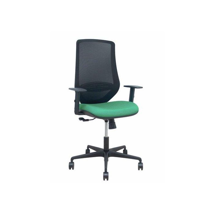 Silla Piqueras Y Crespo Mardos Brazos Regulables Ergonomica Mecanismo Basculante Respaldo Malla Negra Asiento Tapizado Bali Verde Esmeralda