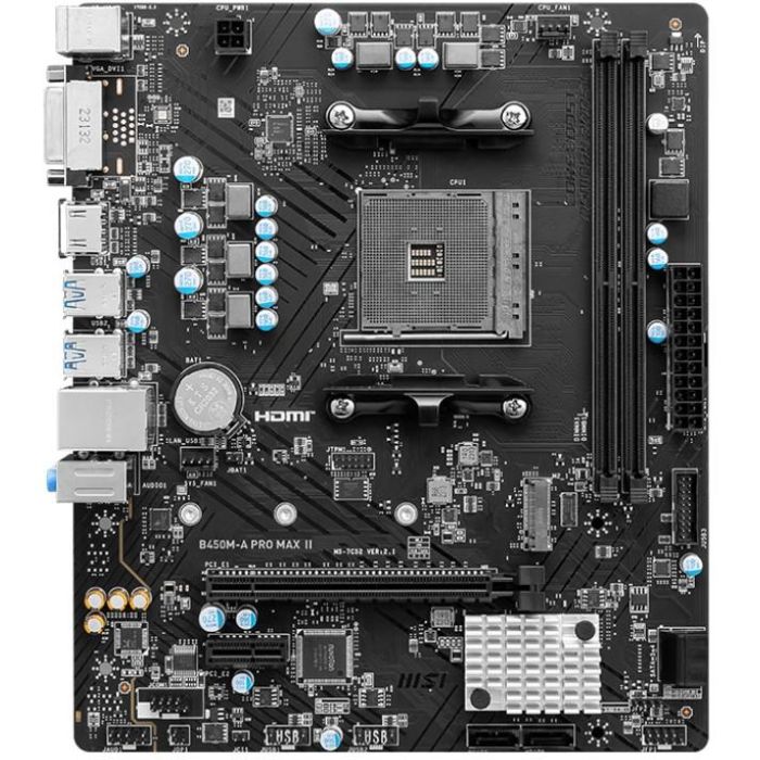 MSI B450M-A Pro MAX II (B450.AM4.mATX.DDR4) Placa Base Micro ATX Socket AM4 AMD B450 DDR4 para Ryzen 5 1