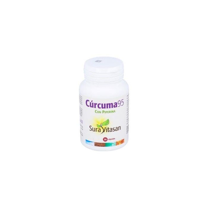 SURA VITASAN Cúrcuma 95% Curcuminoides 500 mg con Piperina - Extracto Estandarizado de Curcuma longa - 30 Cápsulas