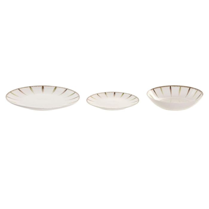 DKD Home Decor Vajilla Basicos Verde Blanco Porcelana Set de 18 Piezas 26.8 x 2.8 x 26.8 cm 3