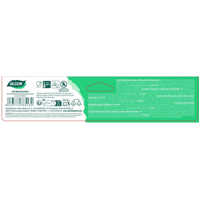 Algon Set 40 Papeles Perforados Cuadrados para Airfryer de 23 cm (24 Unidades) 9