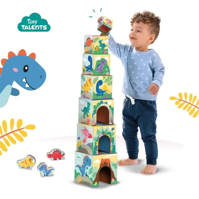 Ses Creative SES8710341132026 Torre de Bloques para Apilar con Figuras de Dinosaurios y Juego de Habilidad 4