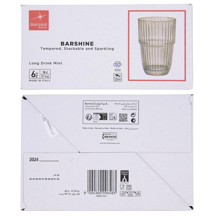 Caja 6 Vasos Altos Vidrio Barshine Bormioli Rocco 38 cL 3 Caja 6 Vasos Altos Vidrio Barshine Bormioli Rocco 38 cL 3