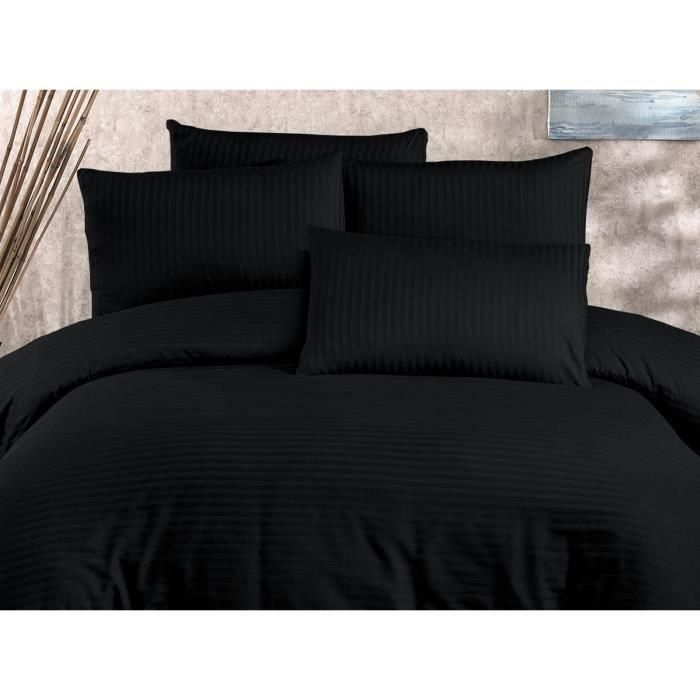 Juego de Cama ASI8683342999540 - 1 Funda Nórdica 220x240 cm + 2 Fundas Almohada 60x60 cm - 80% Algodón, 20% Poliéster - Negro 3