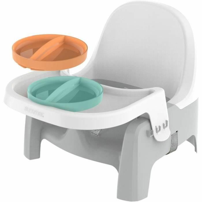 Ingenuity ING12914129401 Asiento Elevado de Aprendizaje para Comidas, Modelo Plato Twist & Dine, Naranja y Azul, Niños 6 Meses a 3 Años