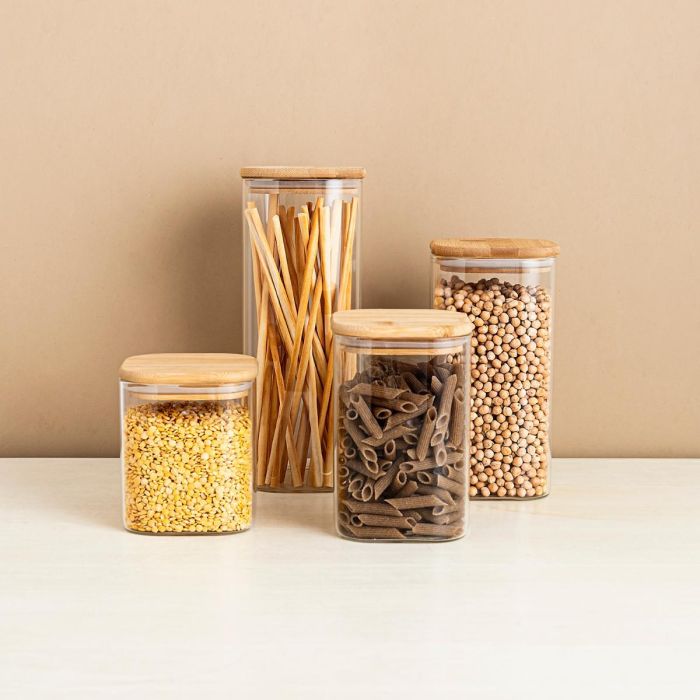 Quid Tarro de Vidrio Cocco 1,4 L Transparente con Tapa a Presión de Silicona, Recipiente Hermético para Cocina, Apto Lavavajillas 1