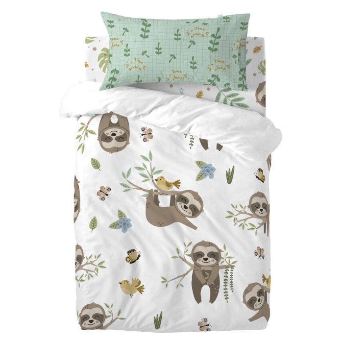 Funda de almohada HappyFriday Moshi Moshi Happy Sloth Multicolor 50 x 75 cm 1